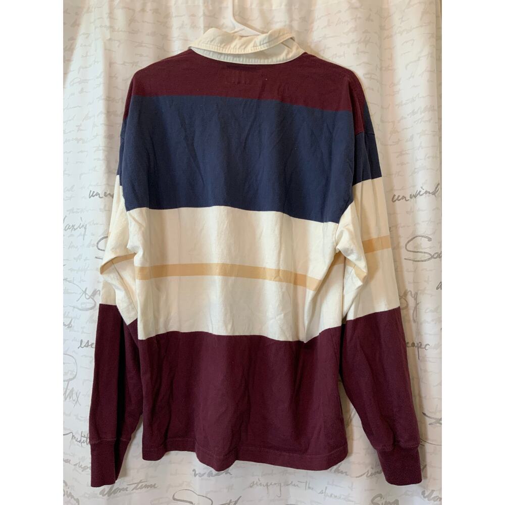 Abercrombie & Fitch Mens Large Oversized Rugby Shirt Striped Polo Long Sleeve - Picture 3 of 3